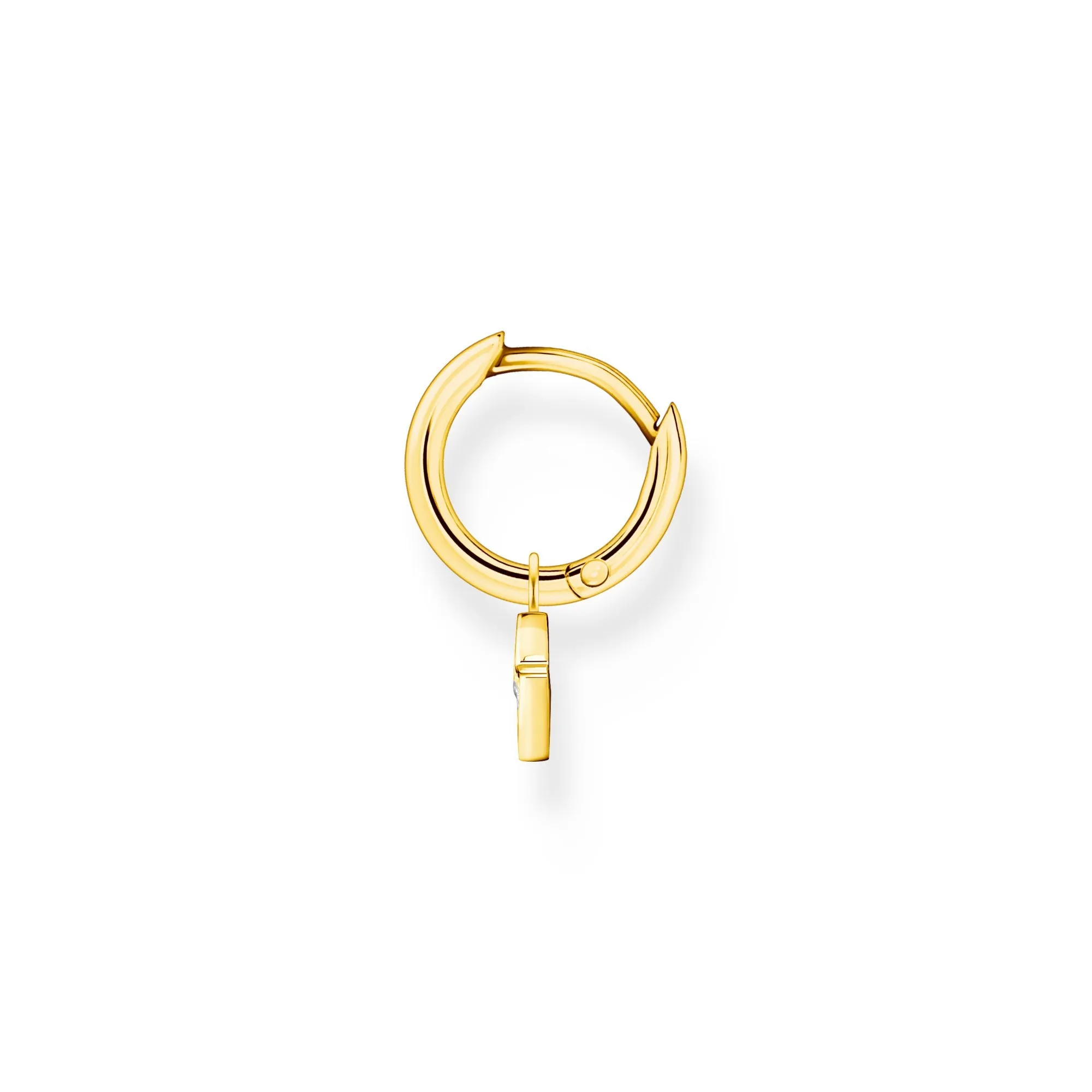 Thomas Sabo Charm Club Gold Plated Sterling Silver Flash Pendant Hoop Earring D