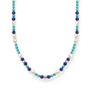 Thomas Sabo Charm Club Sterling Silver Blue Stones And Pearls Necklace