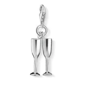 Thomas Sabo Charm Club Sterling Silver Champagne Glasses Charm