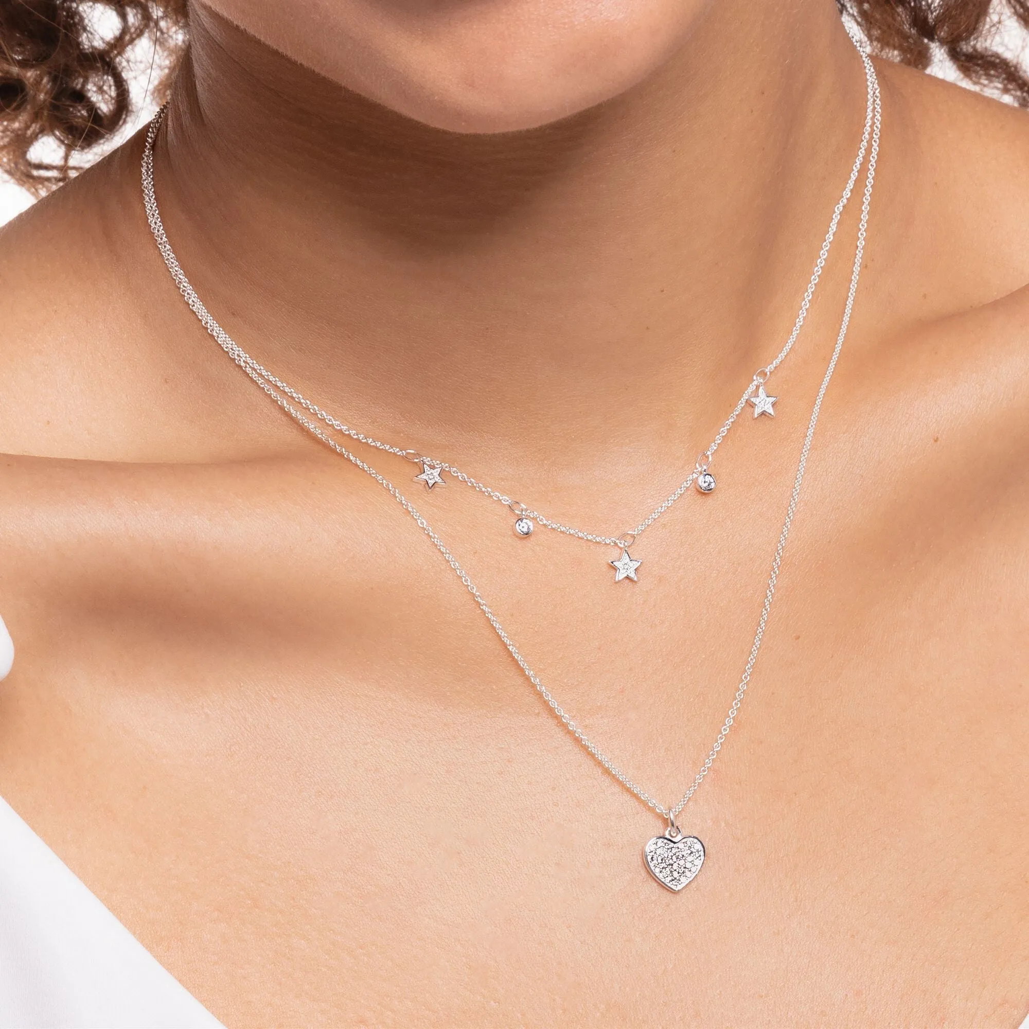 Thomas Sabo Charm Club Sterling Silver Heart Pave Necklace