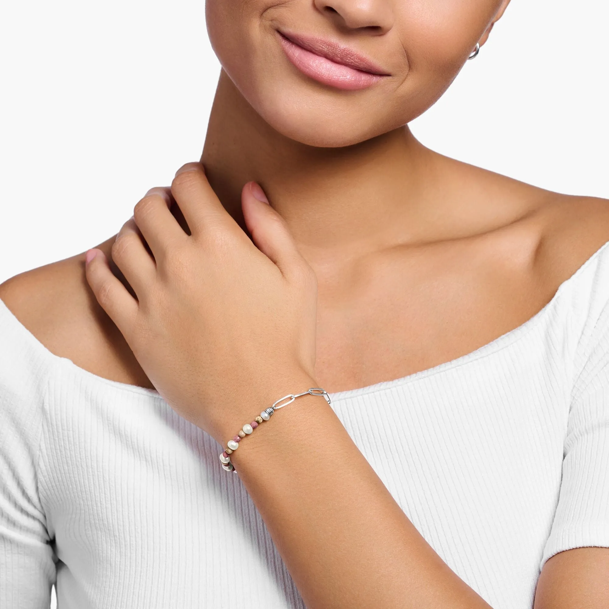 Thomas Sabo Charm Club Sterling Silver Mixed Bead Chain Charm Bracelet D