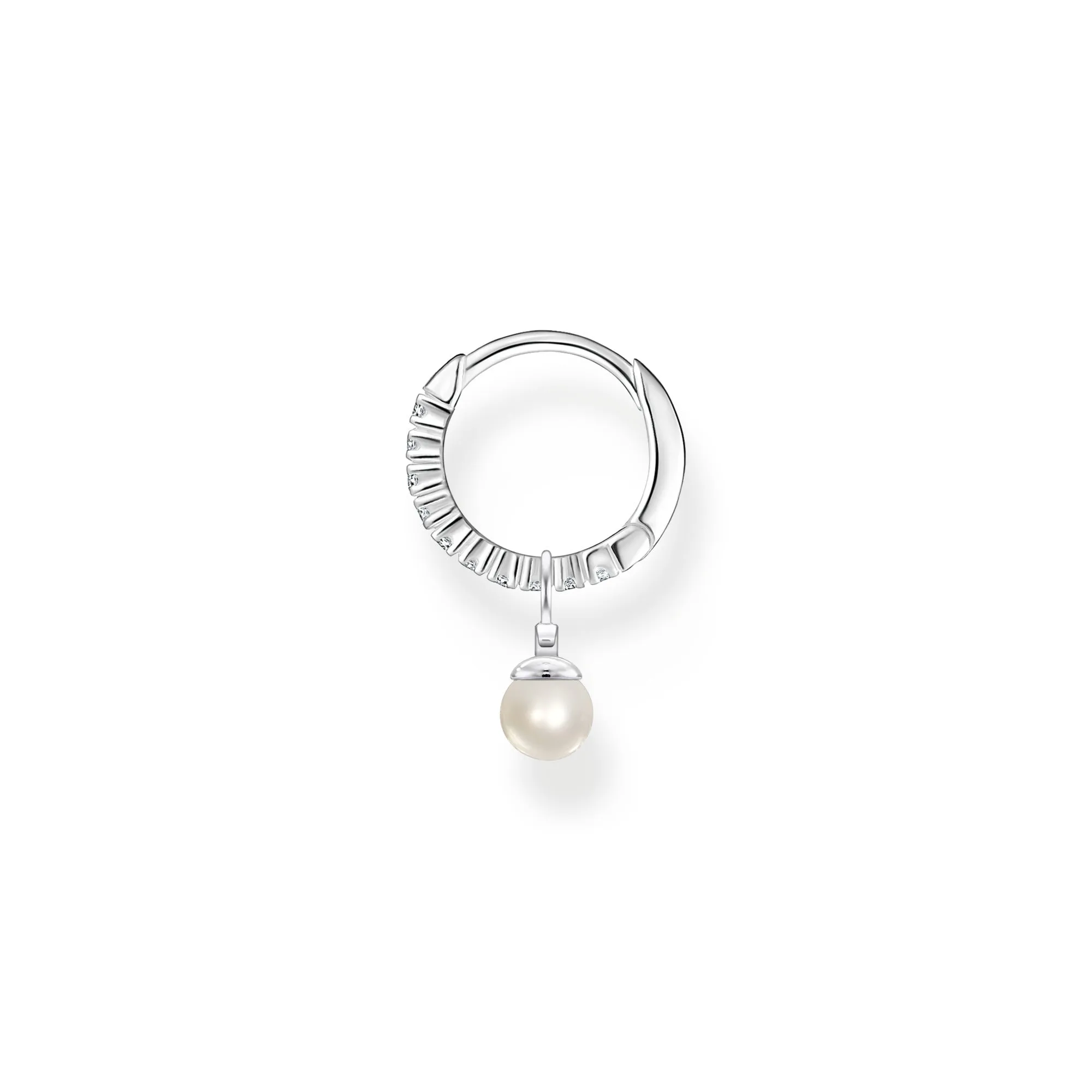 Thomas Sabo Charm Club Sterling Silver Pearl Pendant Hoop Earring