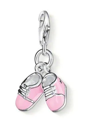 Thomas Sabo Charm Club Sterling Silver Pink Enamel Baby Shoes Charm