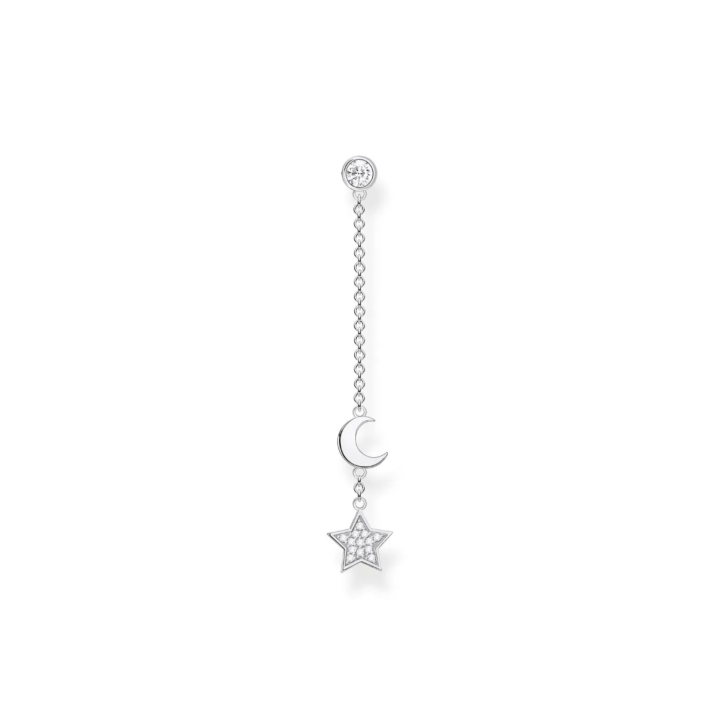 Thomas Sabo Charm Club Sterling Silver Star and Moon Single Drop Earring D