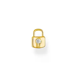 Thomas Sabo Charm Club Sterling Silver Yellow Gold Plated Lock Single Stud Earring D