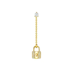 Thomas Sabo Charm Club Yellow Gold Plated Sterling Silver Lock Single Drop Earring D