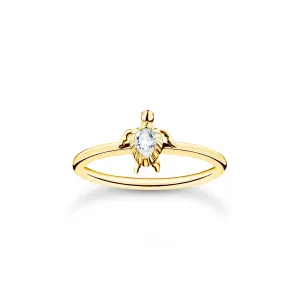 Thomas Sabo Charm Club Yellow Gold Plated Sterling Silver Turtle Ring D