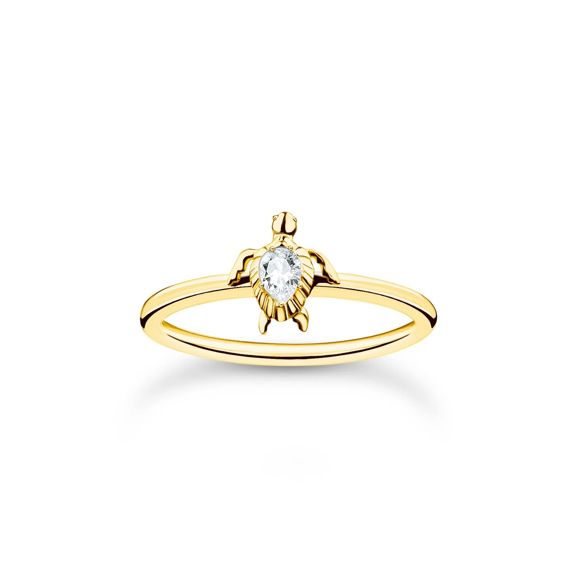 Thomas Sabo Charm Club Yellow Gold Plated Sterling Silver Turtle Ring D