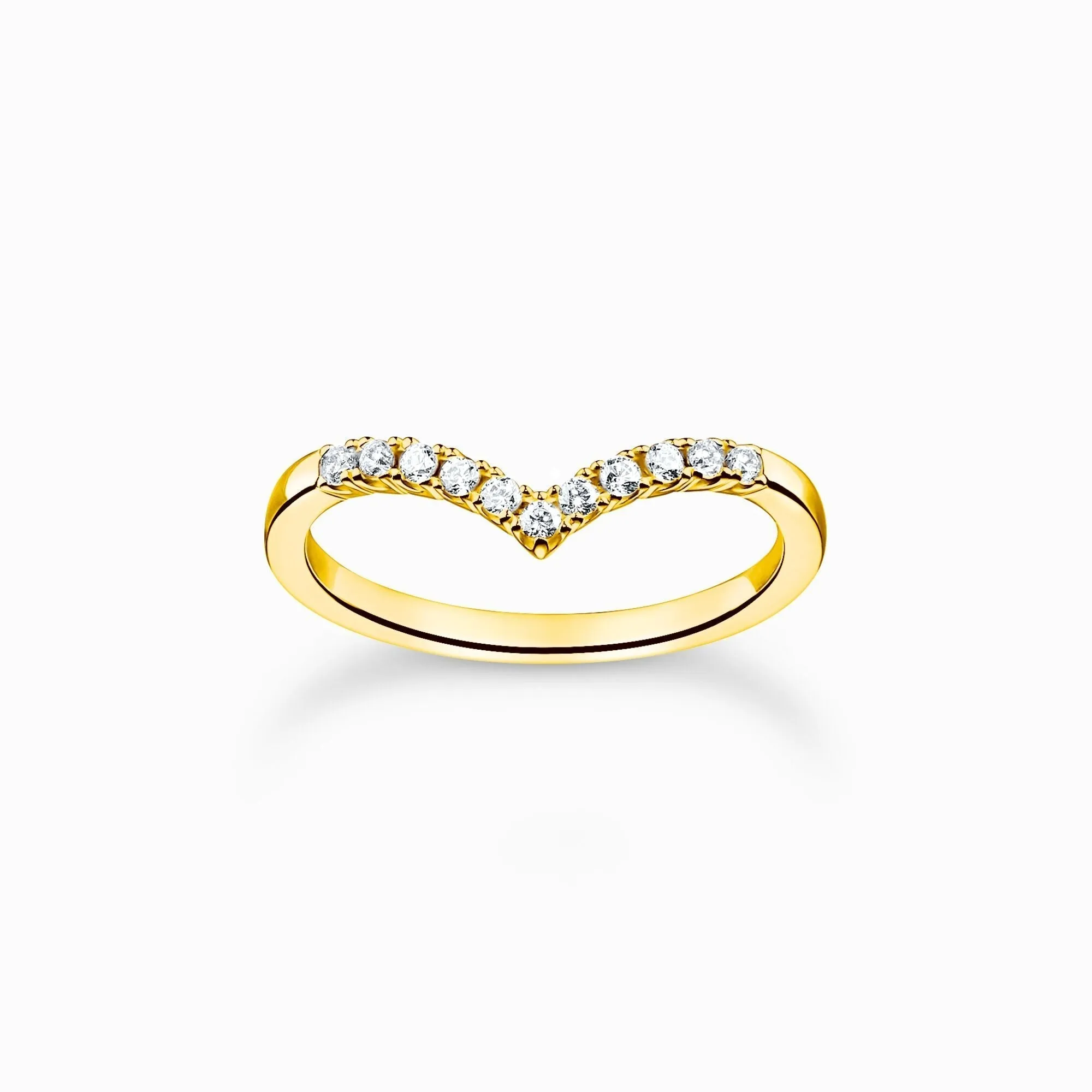 Thomas Sabo Charm Club Yellow Gold Plated Sterling Silver V-Shape Ring D