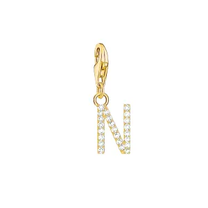 Thomas Sabo Charmista Gold Plated Sterling Silver Letter N Charm Pendant