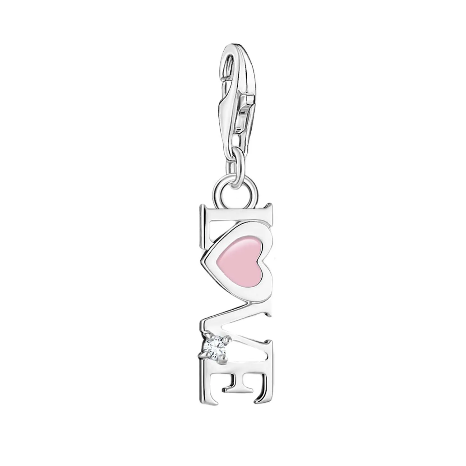 Thomas Sabo Charmista Sterling Silver Pink Love Heart Charm Pendant