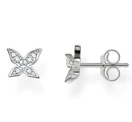 Thomas Sabo Earrings Glam & Soul Butterfly White Zirconia Pave Silver D