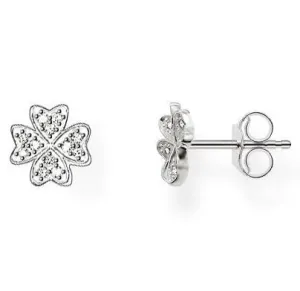 Thomas Sabo Earrings Glam & Soul Cloverleaf White Zirconia Pave Silver D