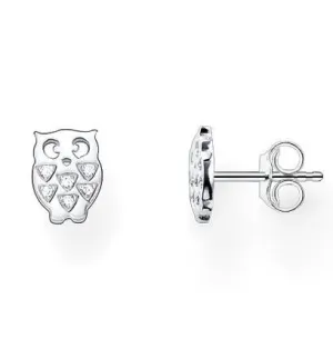 Thomas Sabo Earrings Glam & Soul Owl White Zirconia Pave Silver D