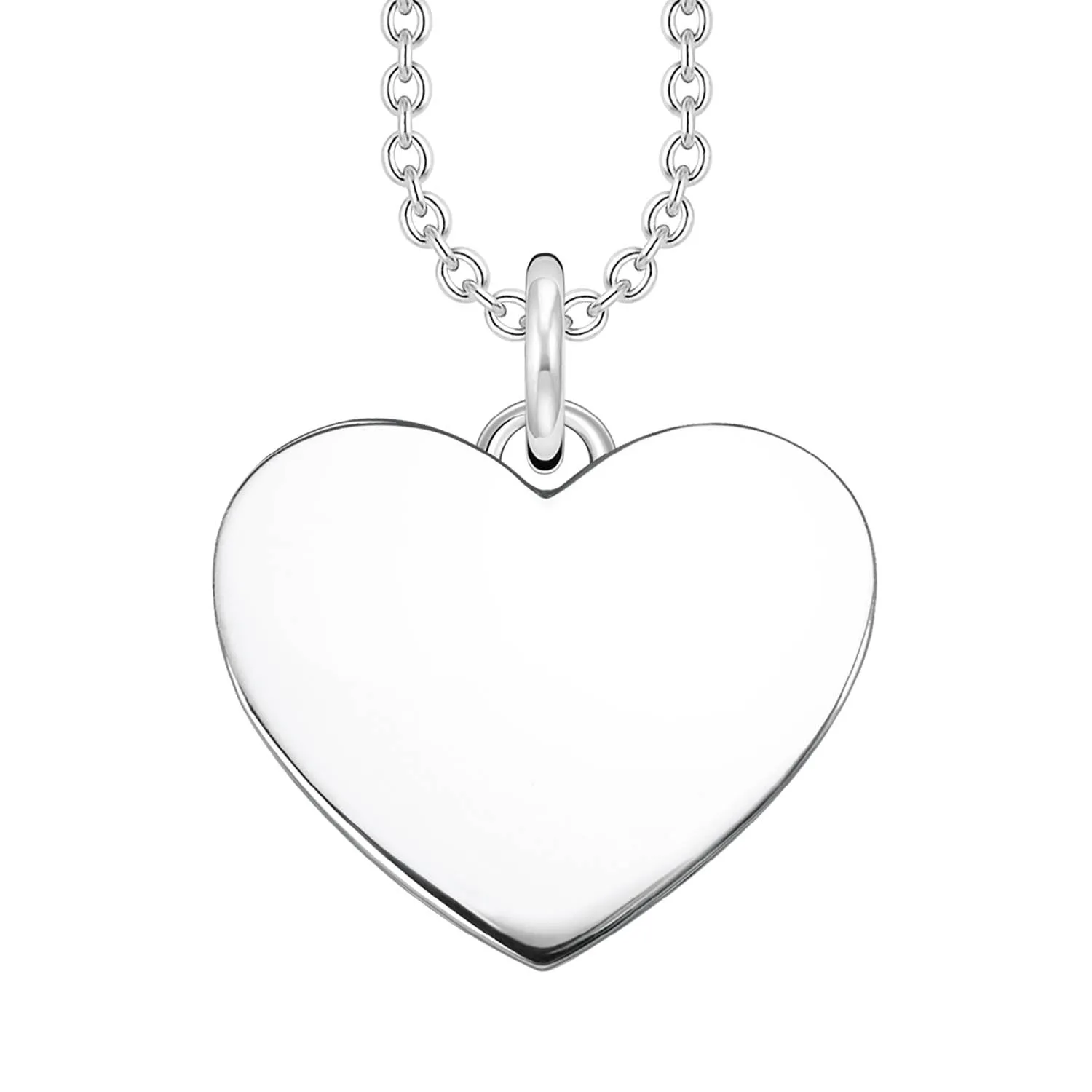 Thomas Sabo Engrav Sterling Silver CZ Heart Disc 40-45cm Chain