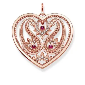 Thomas Sabo Glam And Soul Rose Gold Corundum Paisley Design Heart Pendant D
