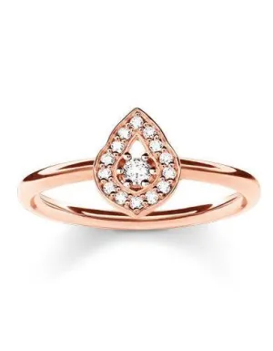 Thomas Sabo Glam and Soul Rose Gold White Zirconia Droplet Ring D