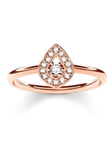 Thomas Sabo Glam and Soul Rose Gold White Zirconia Droplet Ring D