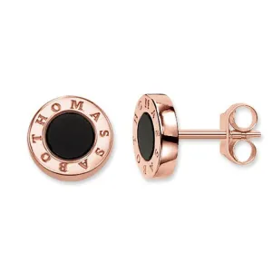 Thomas Sabo Glam And Soul Silver 18ct Rose Gold Onyx Earrings