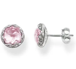 Thomas Sabo Glam And Soul Sterling Silver White Zirconia Pink Corundum Stud Earrings D