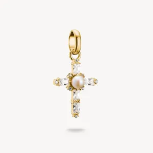 Thomas Sabo Gold Plated Freshwater Pearl Vintage Cross Connect Charm