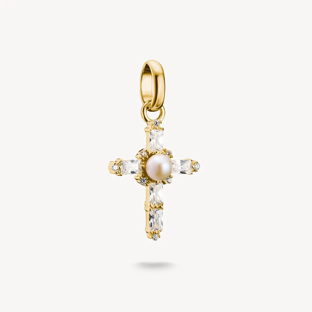 Thomas Sabo Gold Plated Freshwater Pearl Vintage Cross Connect Charm