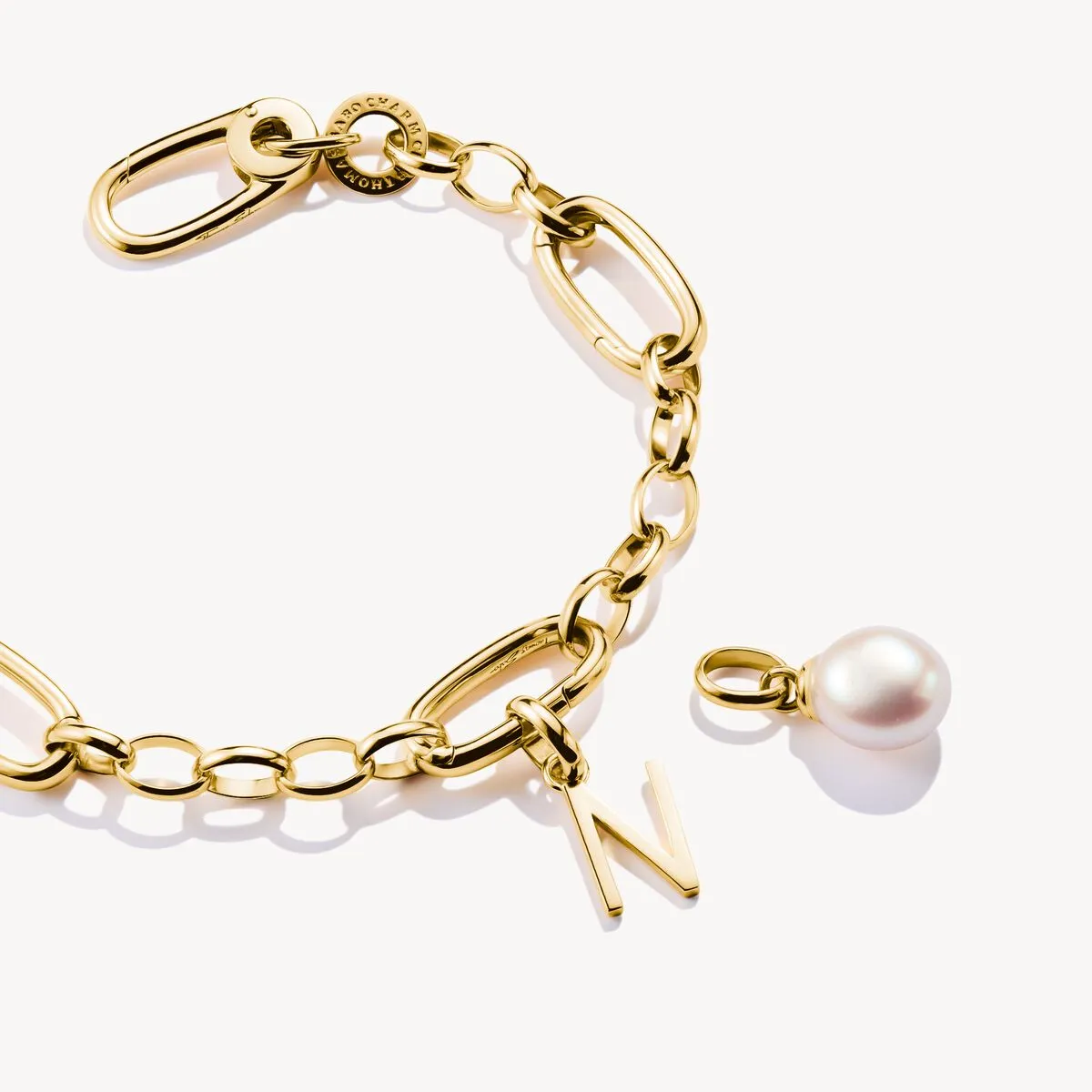 Thomas Sabo Gold Plated Letter N Connect Charm