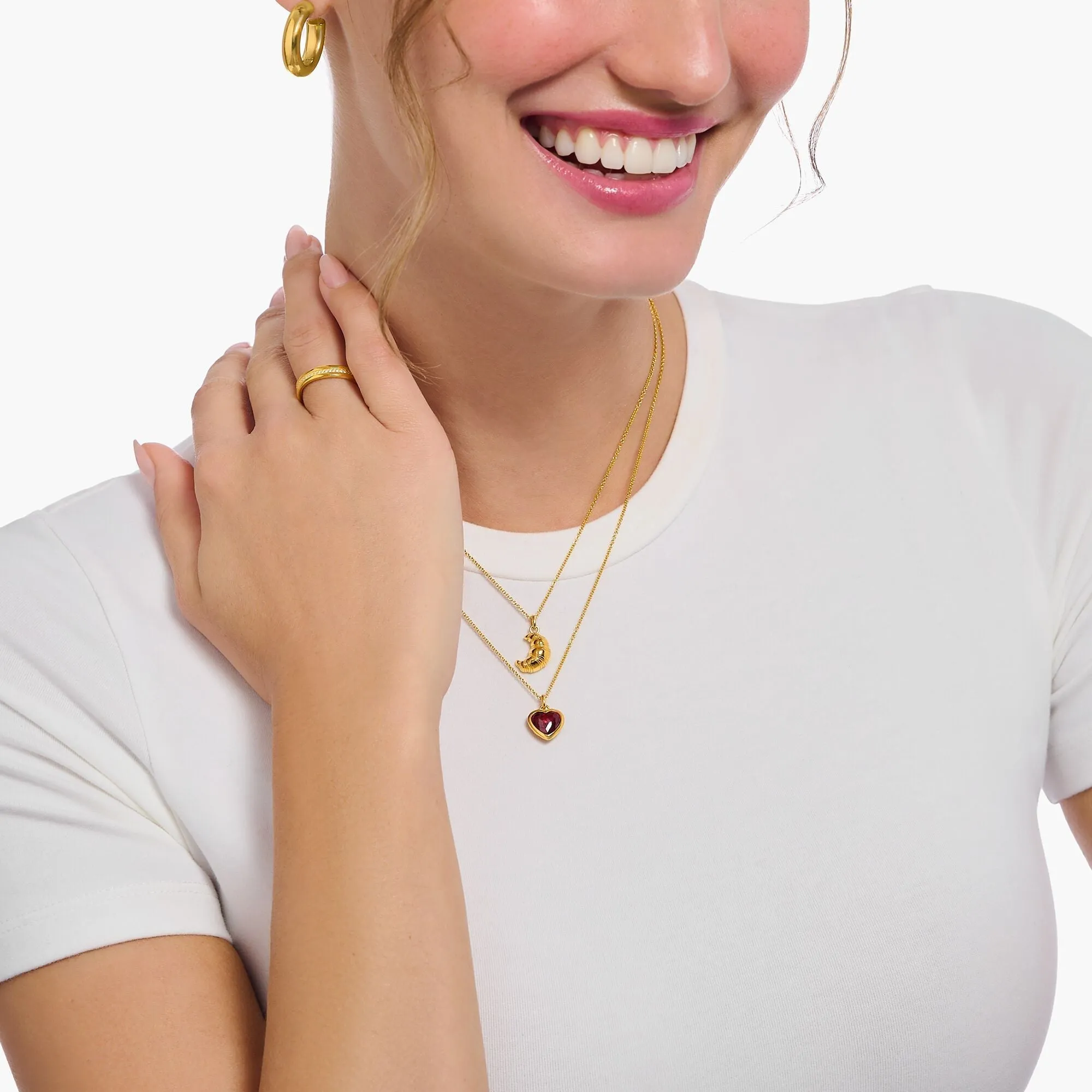 Thomas Sabo Gold Plated Sterling Silver Croissant Necklace