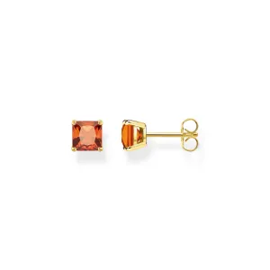 Thomas Sabo Gold Plated Sterling Silver Red Stone Stud Earrings