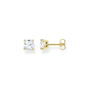 Thomas Sabo Gold Plated Sterling Silver White Stone Stud Earrings