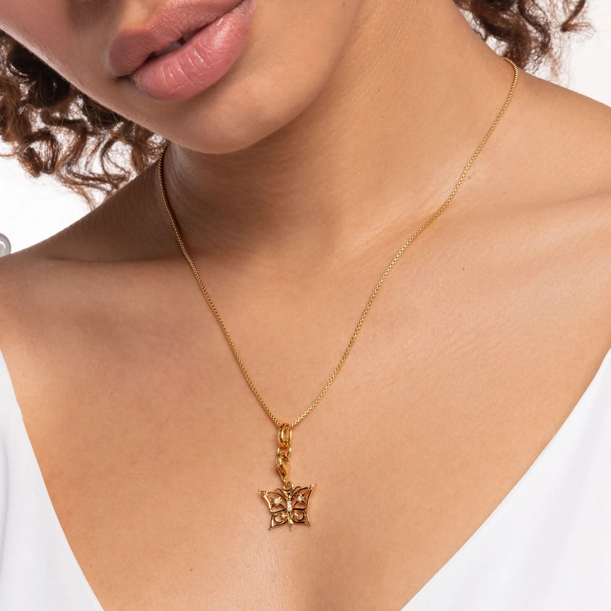 Thomas Sabo Gold Star and Moon Butterfly Pendant Charm