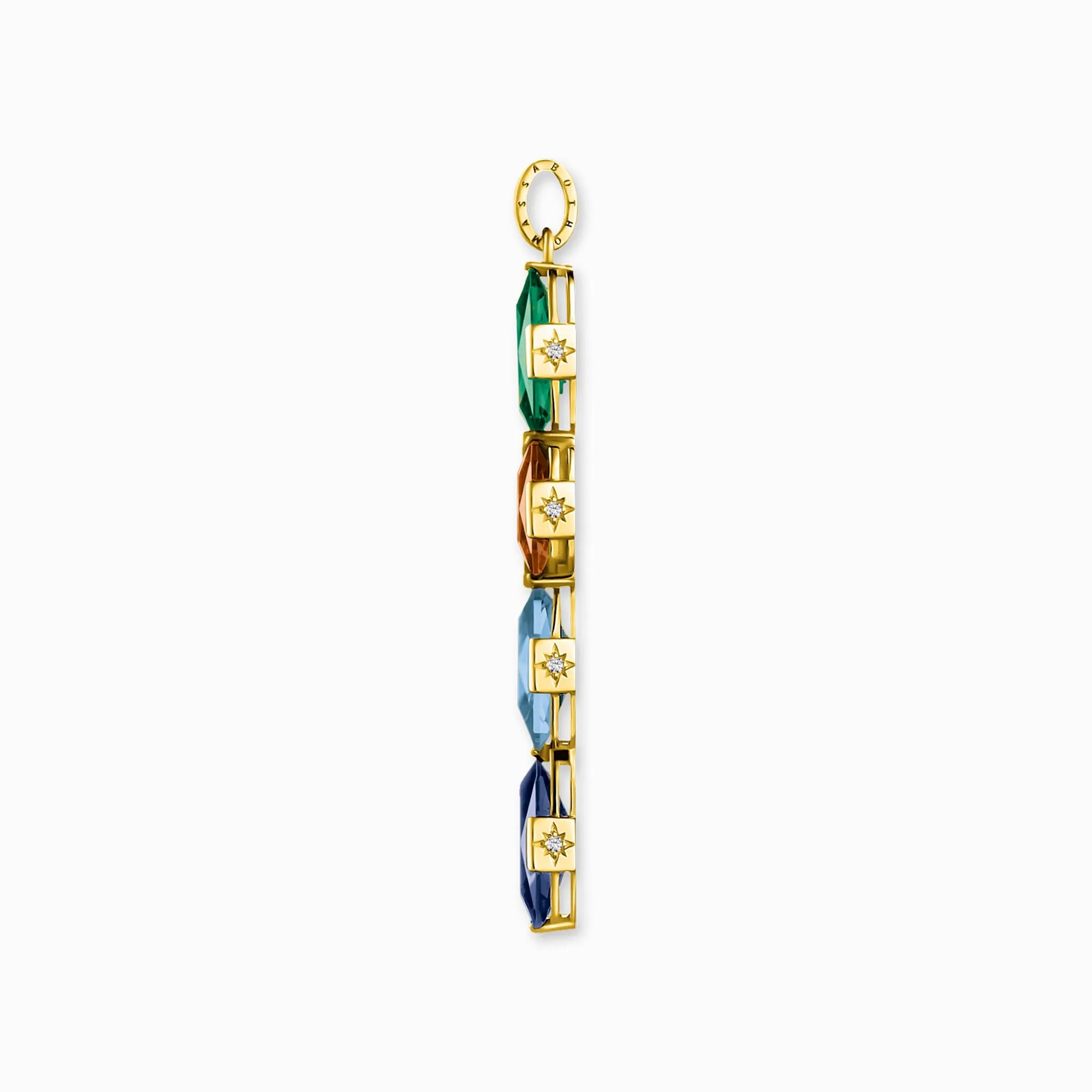 Thomas Sabo Large Gold Plated Colourful Stones Cross Pendant