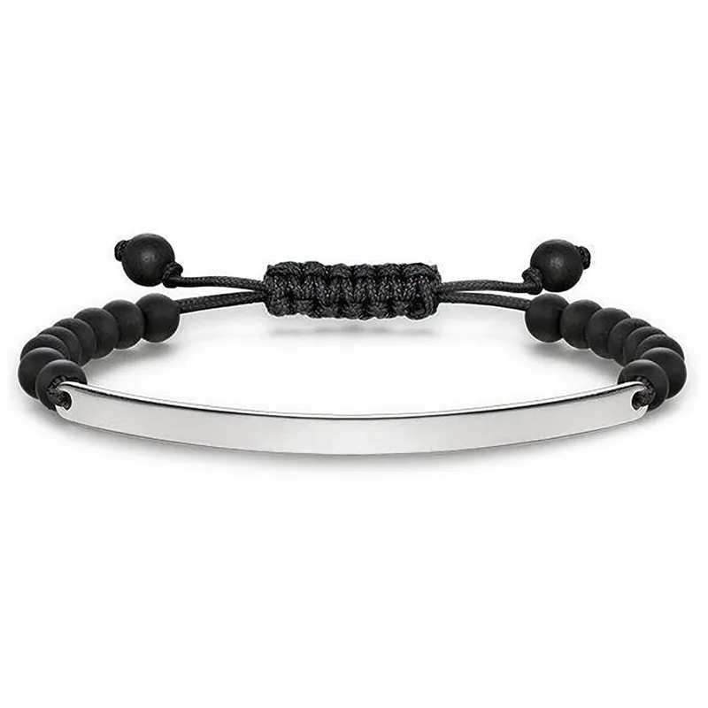Thomas Sabo Love Bridge Sterling Silver And Black Obsidian Bracelet D