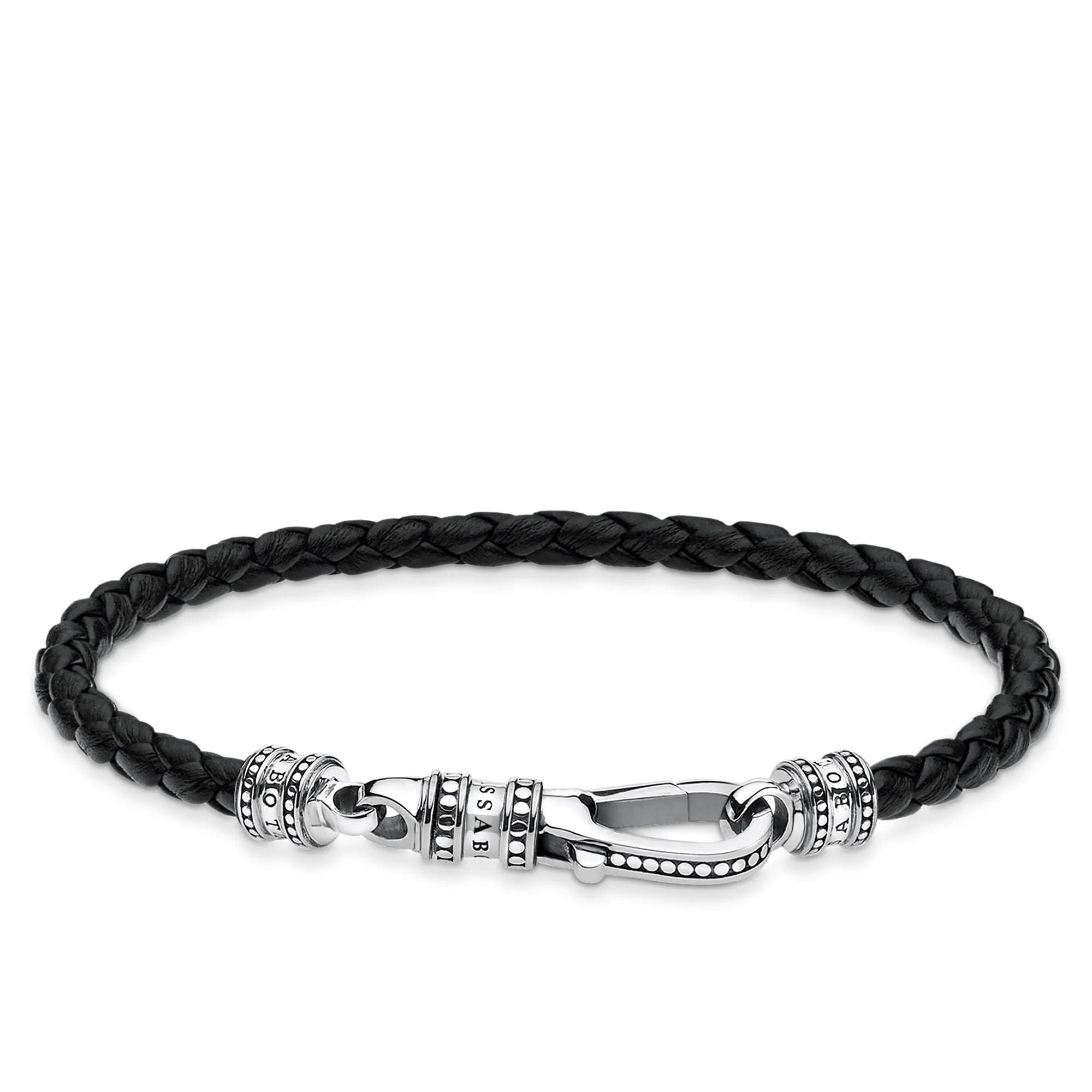 Thomas Sabo Rebel at Heart Sterling Silver Black Leather Lobster Clasp Bracelet