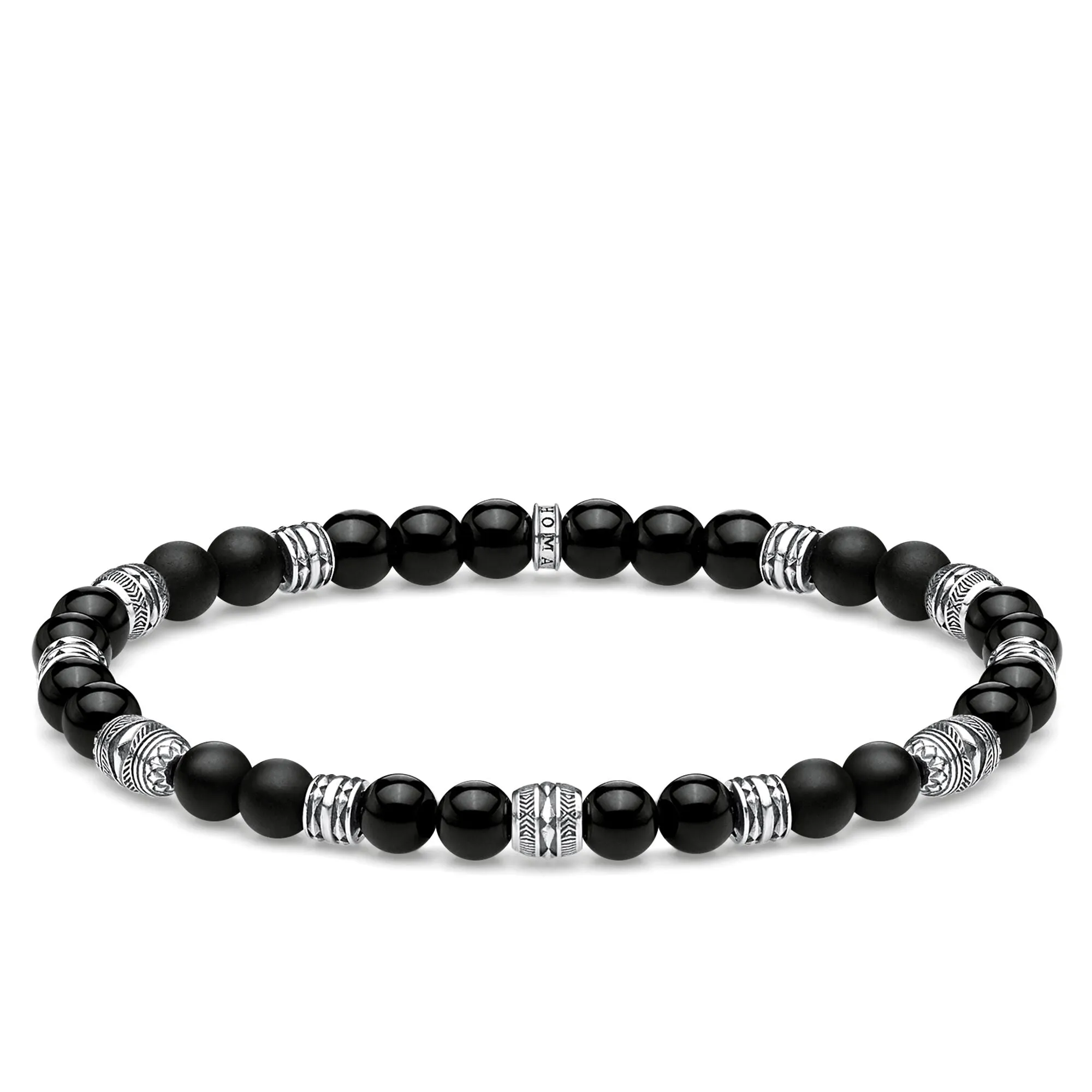 Thomas Sabo Rebel at Heart Sterling Silver Black Obsidian Lucky Charm Bracelet