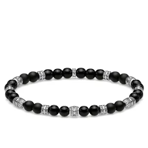 Thomas Sabo Rebel at Heart Sterling Silver Black Obsidian Lucky Charm Bracelet