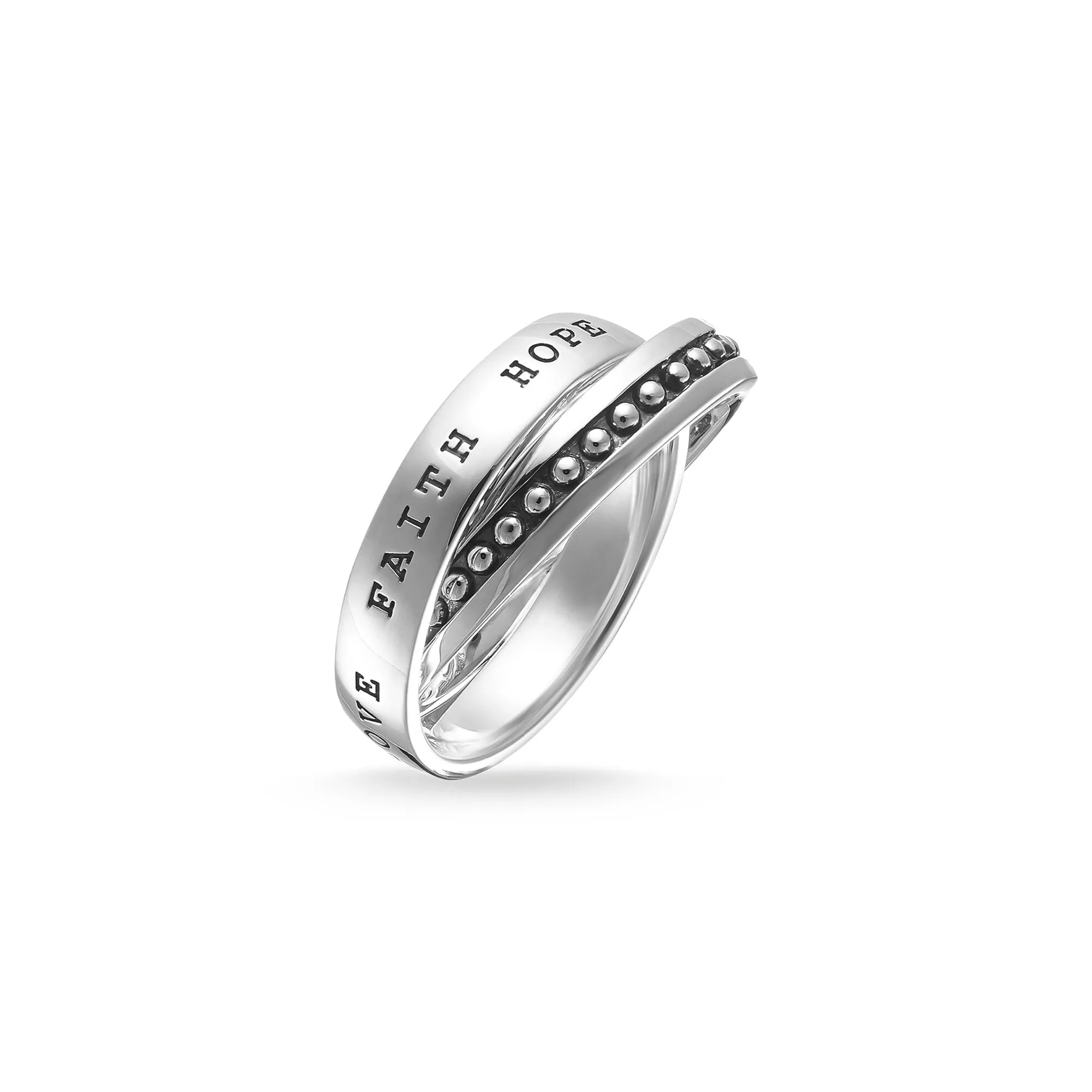 Thomas Sabo Rebel At Heart Sterling Silver Double Faith Love Hope Ring