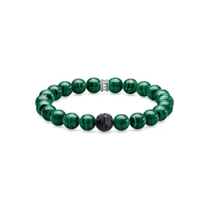 Thomas Sabo Rebel At Heart Sterling Silver Green Black Cat Bracelet