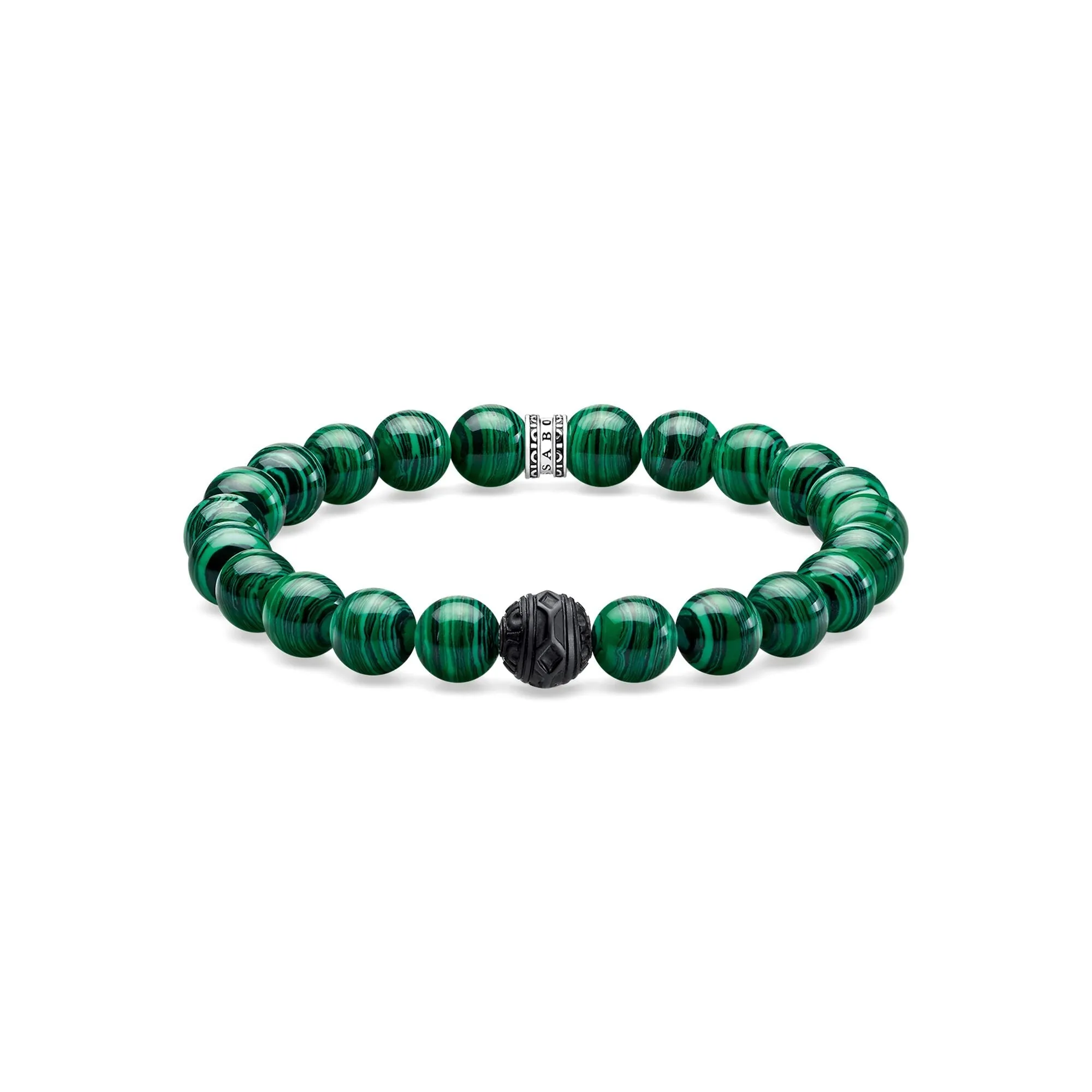 Thomas Sabo Rebel At Heart Sterling Silver Green Black Cat Bracelet