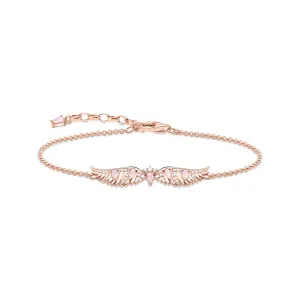 Thomas Sabo Rose Gold Plated Sterling Silver Phoenix Wing Pink Stones Bracelet