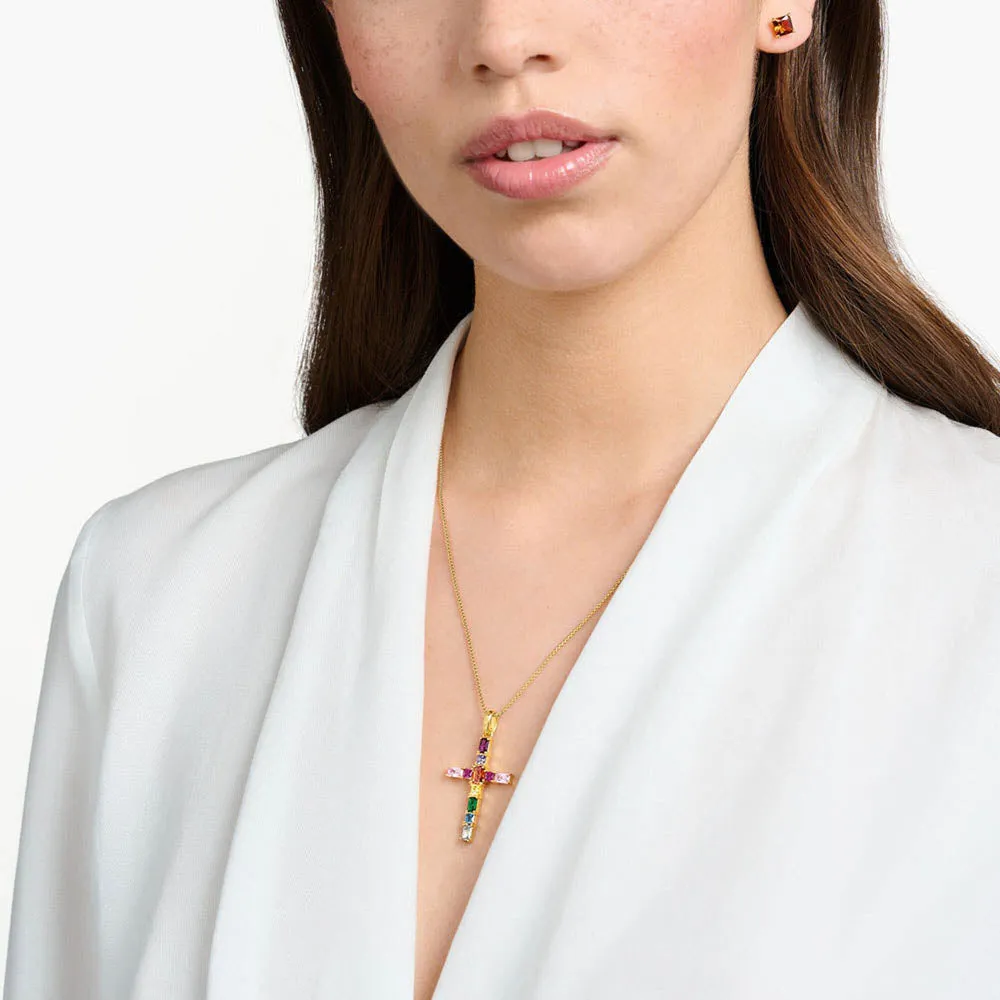 Thomas Sabo Sterling Silver Gold Plated Rainbow Heritage Deco Cross