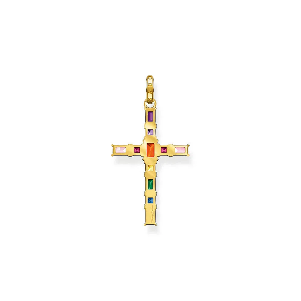 Thomas Sabo Sterling Silver Gold Plated Rainbow Heritage Deco Cross