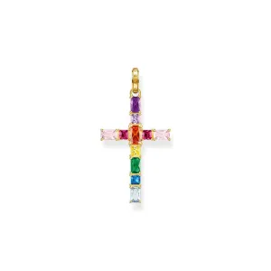 Thomas Sabo Sterling Silver Gold Plated Rainbow Heritage Deco Cross