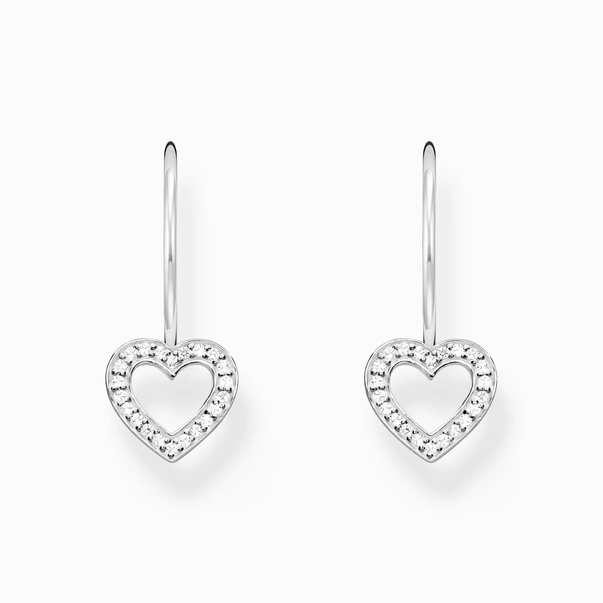 Thomas Sabo Sterling Silver Heart White Zirconia Earrings