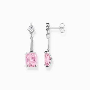 Thomas Sabo Sterling Silver Pink Drop Earrings