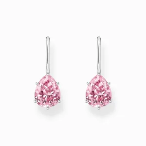 Thomas Sabo Sterling Silver Teardrop Pink Zirconia Earrings