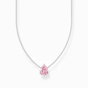 Thomas Sabo Sterling Silver Teardrop Pink Zirconia Necklace