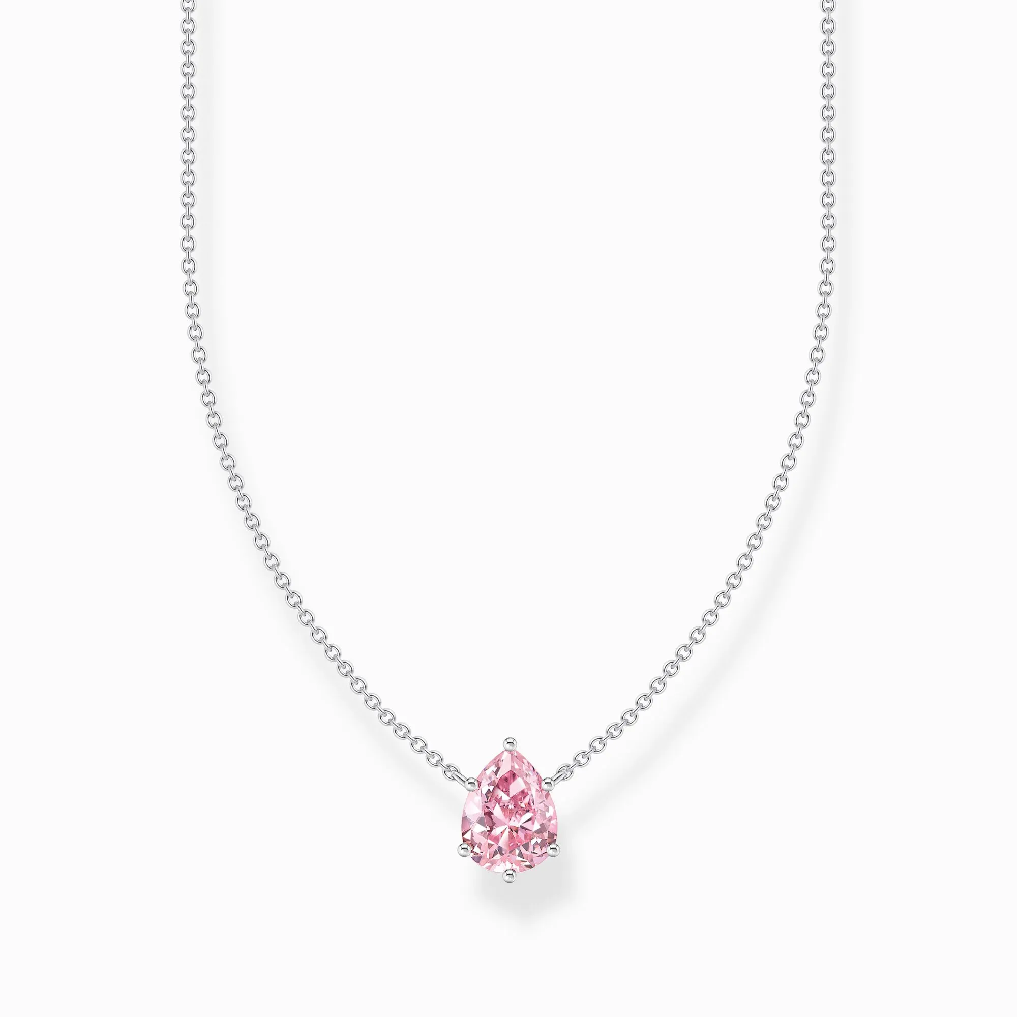 Thomas Sabo Sterling Silver Teardrop Pink Zirconia Necklace