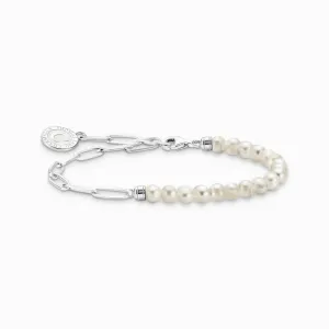 Thomas Sabo Sterling Silver White Pearl Charmista Member Charm Bracelet with Coin
