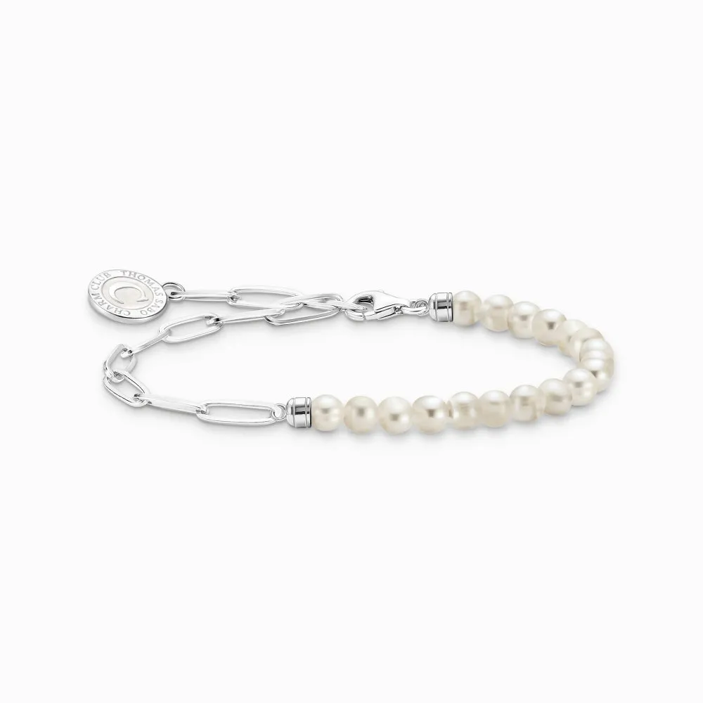 Thomas Sabo Sterling Silver White Pearl Charmista Member Charm Bracelet with Coin